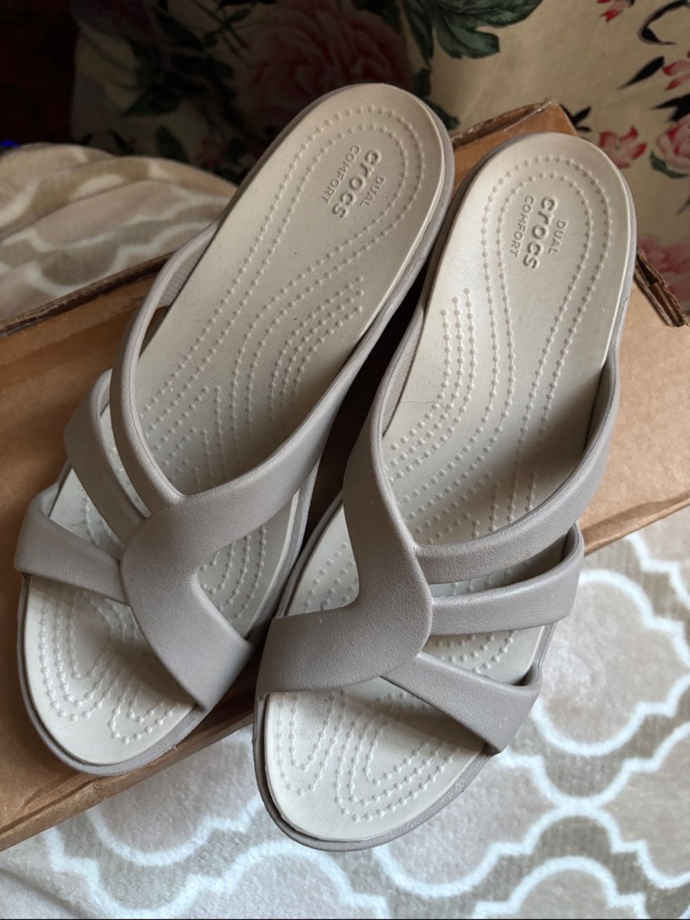 CROCS Women's Neutral Beige Slip-On Comfort Sandals